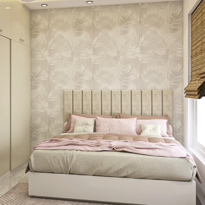 High quality bedroom wallpaper installation