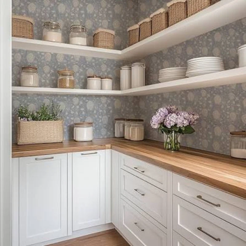 Botanical wallpaper installed in a UAE home