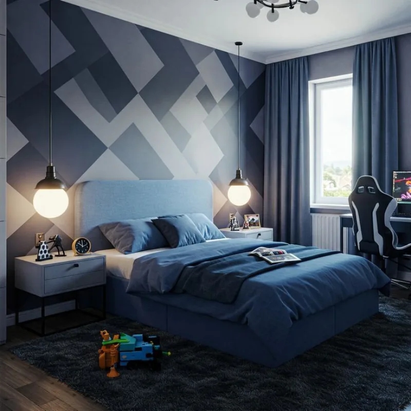 Finished boy room wallpaper project showcasing quality craftsmanship