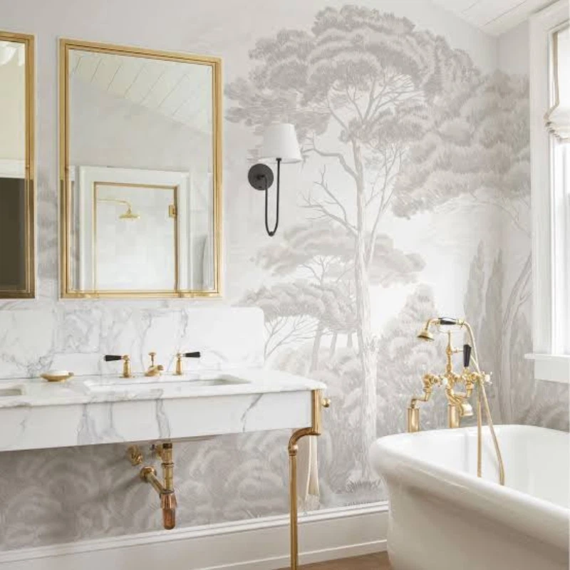 Grey bathroom wallpaper Dubai