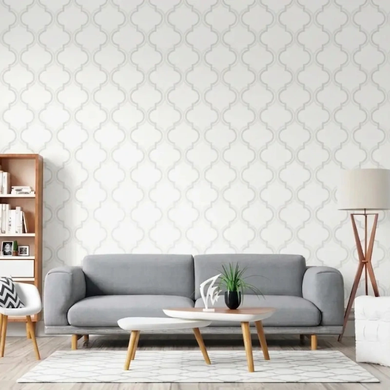 Geometric accent wall in townhouse lounge