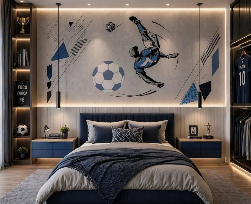 Stunning boys wallpaper transforming a Dubai bedroom interior