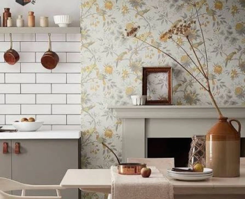 Elegant kitchen wallpaper design in Dubai