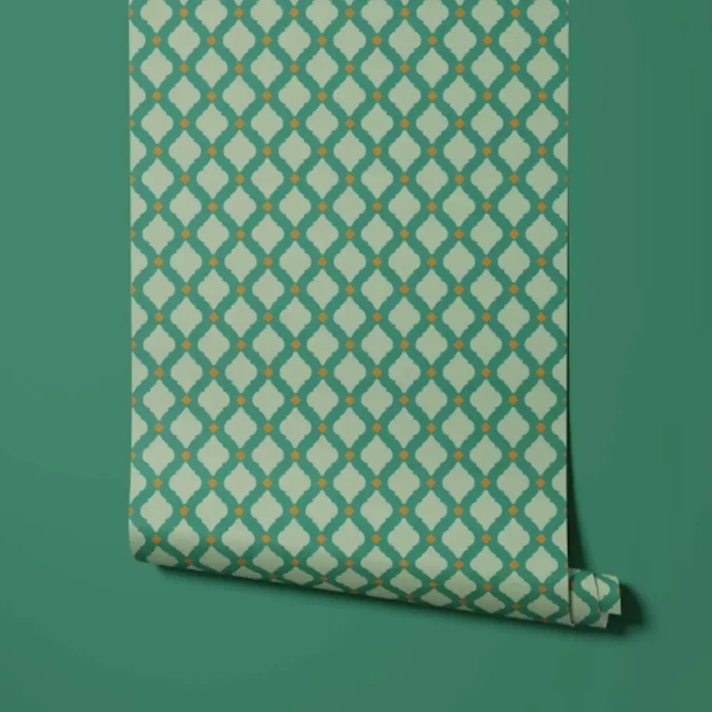 Moroccan wallpaper styled in a Dubai living space