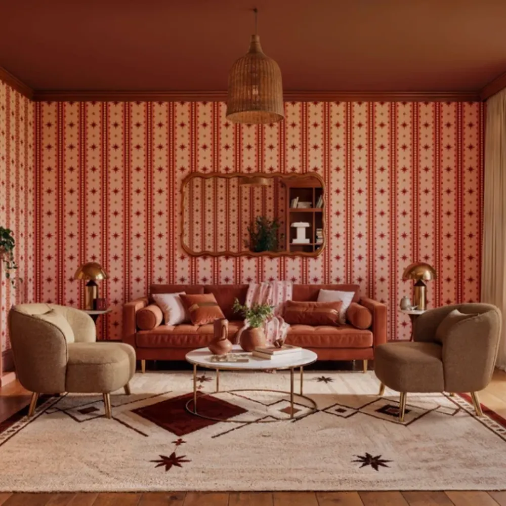 Starburst stripe wallpaper installed in a Dubai home