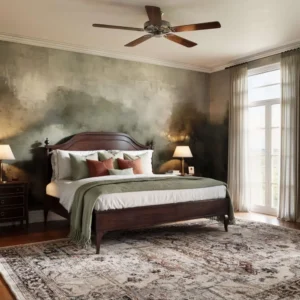 Vintage forest wallpaper installed in a Dubai home
