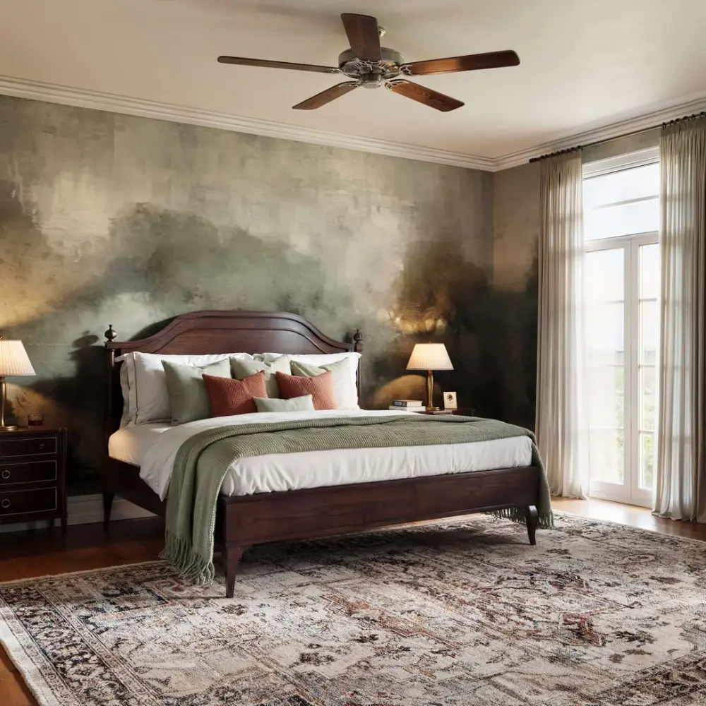 Vintage forest wallpaper installed in a Dubai home