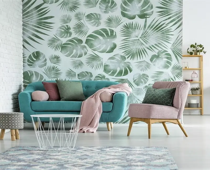 Wallpaper samples on living room table